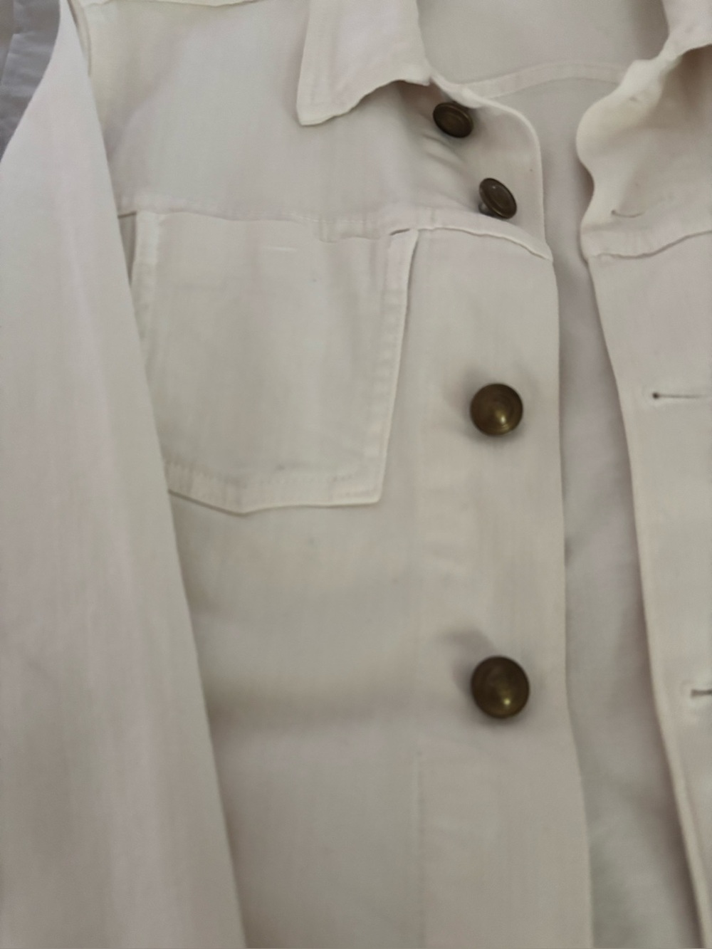 L'AGENCE Cream Jean Jacket with Brass Buttons